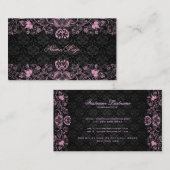 Elegant Zwart & Pastel Roze Bloemen Swirls Visitekaartje (Voorkant / Achterkant)