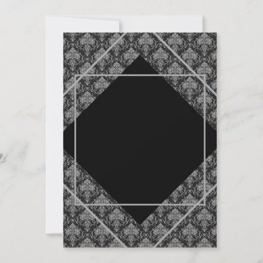 Elegant zwart patroon 21e verjaardag uitnodiging (Achterkant)