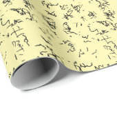 Elegant zwart patroon op crème achtergrond cadeaupapier (Rol Hoek)