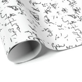 Elegant zwart patroon op witte achtergrond cadeaupapier (Rol Hoek)