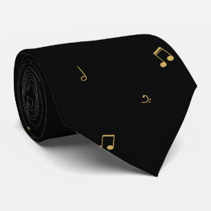 Elegant zwart patroon van muzieknoten stropdas