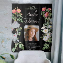  Elegant Zwart Pensioen Sympathie Bloemen Foto Wandkleed