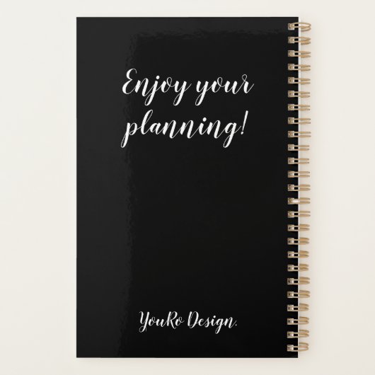 Elegant zwart personaliseert fitnessplanner voor h planner (Achterkant)
