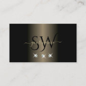 Elegant Zwart Platina Mousserende Diamanten Monogr Visitekaartje (Voorkant)