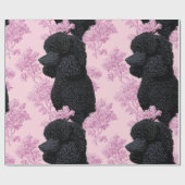 Elegant zwart Poodle botanisch inpakpapier (Vlak)
