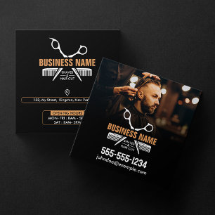 Elegant Zwart Professioneel BarberShop Hair Stylis Vierkante Visitekaartje
