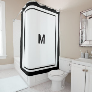 Elegant zwart randschrift Monogram Letter Shower Douchegordijn