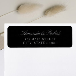 Elegant zwart retouradres voor trouwfeest etiket