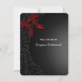 Elegant zwart rode boog bruidsmeisje voorstel kaart (Voorkant)