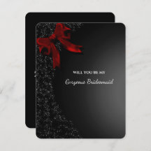 Elegant zwart rode boog bruidsmeisje voorstel