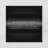 Elegant zwart roestvrij metaal vierkante visitekaartje (Achterkant)