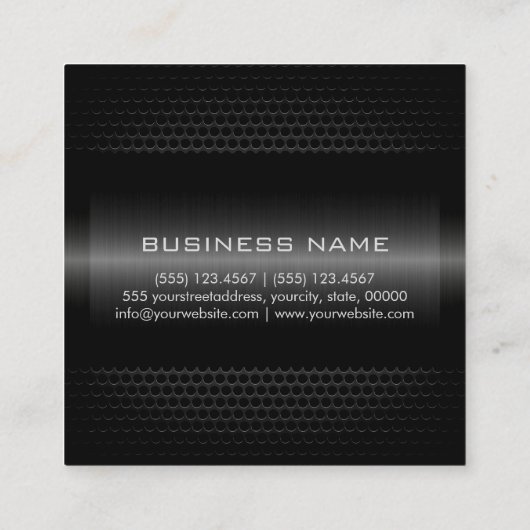 Elegant zwart roestvrij metaal vierkante visitekaartje (Achterkant)