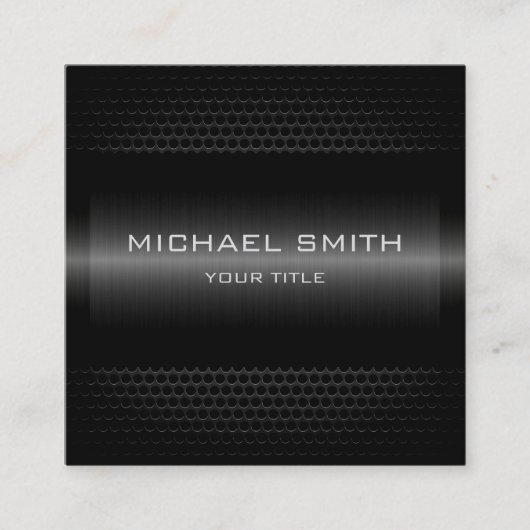 Elegant zwart roestvrij metaal vierkante visitekaartje (Voorkant)