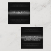 Elegant zwart roestvrij metaal vierkante visitekaartje (Voorkant / Achterkant)