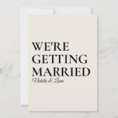 Elegant zwart romige retro leuk vet moderne bruilo kaart (Achterkant)