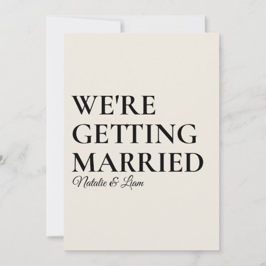 Elegant zwart romige retro leuk vet moderne bruilo kaart (Achterkant)