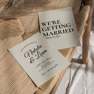 Elegant zwart romige retro leuk vet moderne bruilo kaart