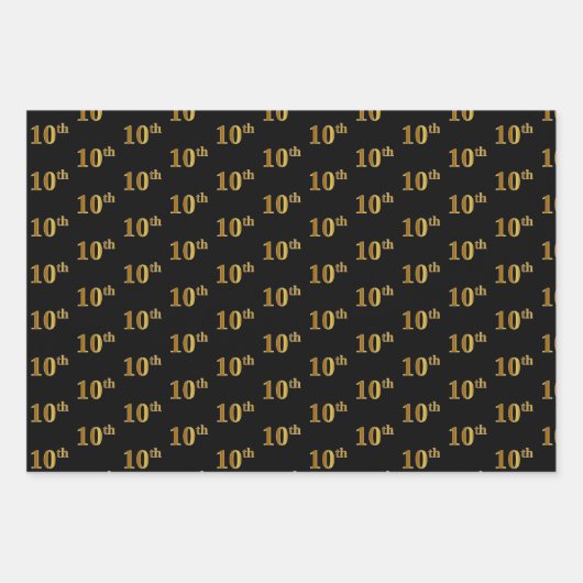 Elegant Zwart, Rood, Blauw, Faux Gold 10e Event # Inpakpapier Vel (Voorkant)