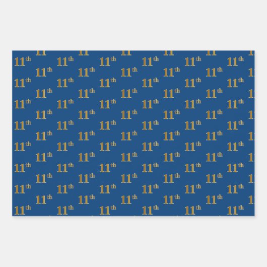 Elegant Zwart, Rood, Blauw, Faux Gold 11e Event # Inpakpapier Vel (Voorkant 3)