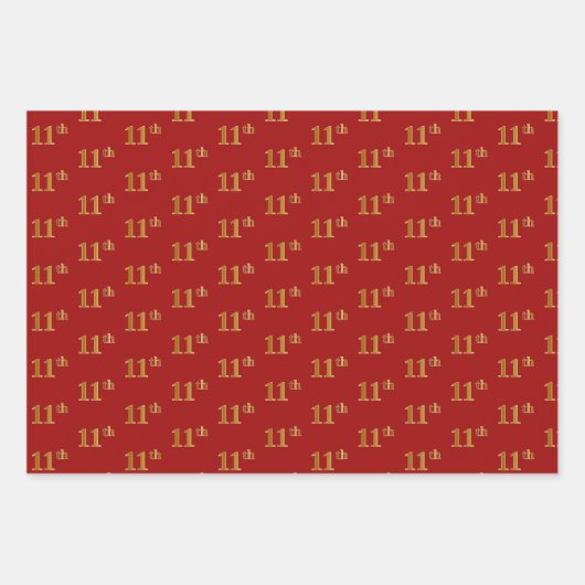 Elegant Zwart, Rood, Blauw, Faux Gold 11e Event # Inpakpapier Vel (Voorkant 2)