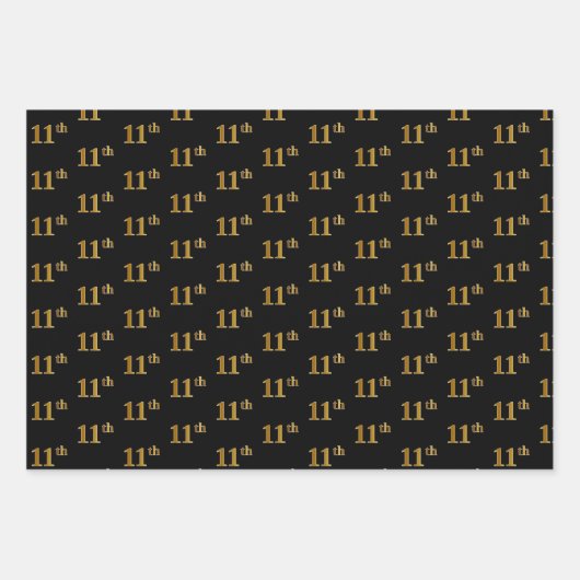 Elegant Zwart, Rood, Blauw, Faux Gold 11e Event # Inpakpapier Vel (Voorkant)