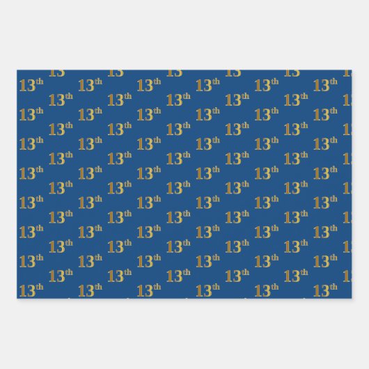 Elegant Zwart, Rood, Blauw, Faux Gold 13e Event # Inpakpapier Vel (Voorkant 3)