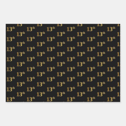 Elegant Zwart, Rood, Blauw, Faux Gold 13e Event # Inpakpapier Vel (Voorkant)