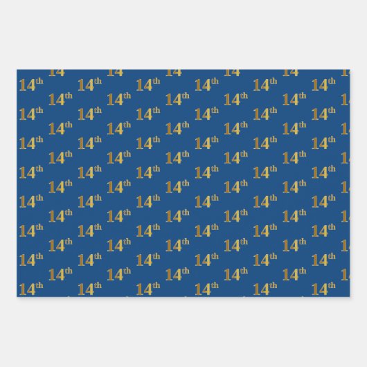 Elegant Zwart, Rood, Blauw, Faux Gold 14e Event # Inpakpapier Vel (Voorkant 3)