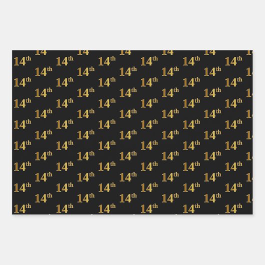Elegant Zwart, Rood, Blauw, Faux Gold 14e Event # Inpakpapier Vel (Voorkant)
