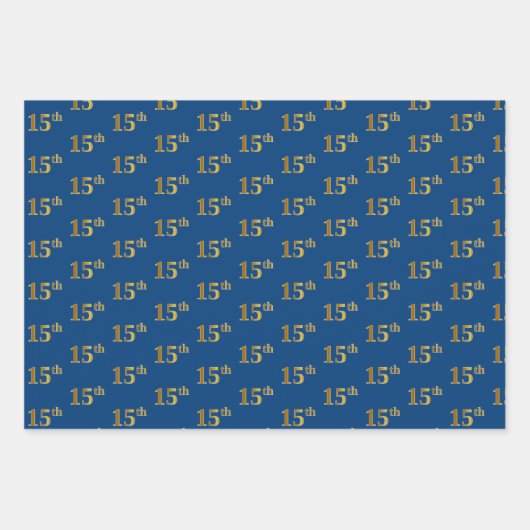 Elegant Zwart, Rood, Blauw, Faux Gold 15e Event # Inpakpapier Vel (Voorkant 3)