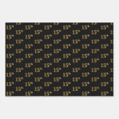 Elegant Zwart, Rood, Blauw, Faux Gold 15e Event # Inpakpapier Vel (Voorkant)