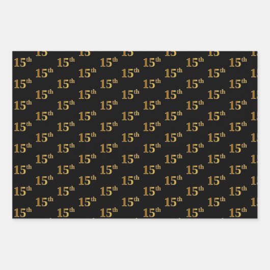 Elegant Zwart, Rood, Blauw, Faux Gold 15e Event # Inpakpapier Vel (Voorkant)