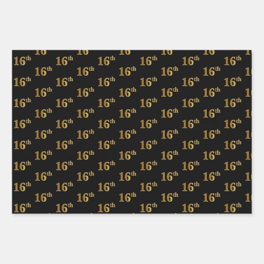 Elegant Zwart, Rood, Blauw, Faux Gold 16e Event # Inpakpapier Vel (Voorkant)
