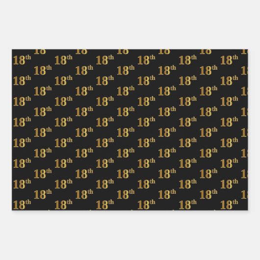 Elegant Zwart, Rood, Blauw, Faux Gold 18e Event # Inpakpapier Vel (Voorkant)