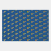 Elegant Zwart, Rood, Blauw, Faux Gold 19e Evenemen Inpakpapier Vel (Voorkant 3)