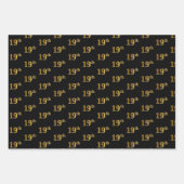 Elegant Zwart, Rood, Blauw, Faux Gold 19e Evenemen Inpakpapier Vel (Voorkant)