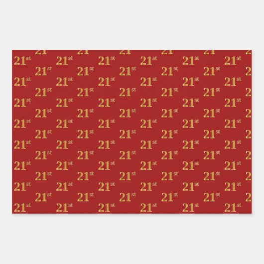 Elegant Zwart, Rood, Blauw, Faux Gold 21e Event # Inpakpapier Vel (Voorkant 2)