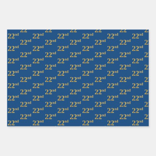 Elegant Zwart, Rood, Blauw, Faux Gold 22e Event # Inpakpapier Vel (Voorkant 3)