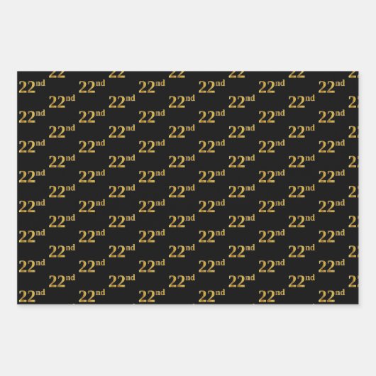 Elegant Zwart, Rood, Blauw, Faux Gold 22e Event # Inpakpapier Vel (Voorkant)