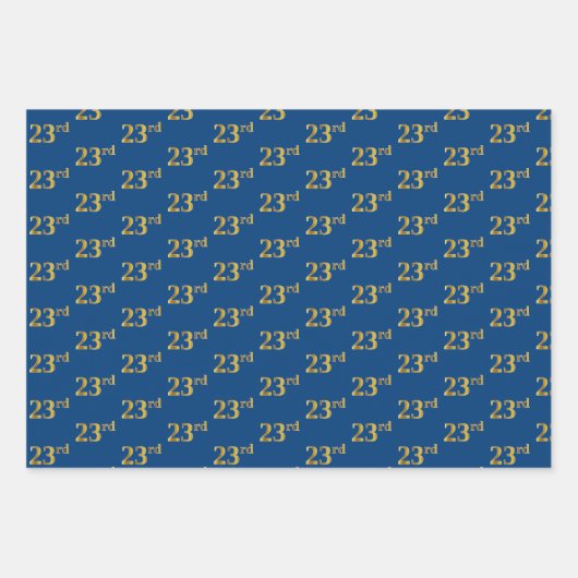 Elegant Zwart, Rood, Blauw, Faux Gold 23e Evenemen Inpakpapier Vel (Voorkant 3)