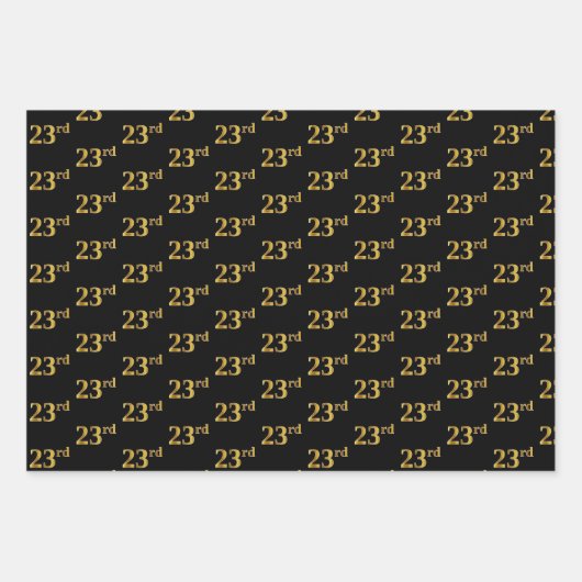 Elegant Zwart, Rood, Blauw, Faux Gold 23e Evenemen Inpakpapier Vel (Voorkant)