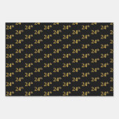 Elegant Zwart, Rood, Blauw, Faux Gold 24e Event # Inpakpapier Vel (Voorkant)