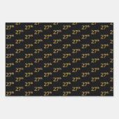 Elegant Zwart, Rood, Blauw, Faux Gold 27e Evenemen Inpakpapier Vel (Voorkant)