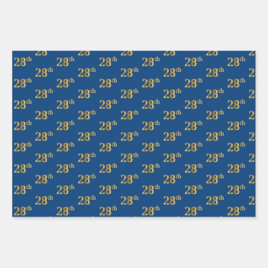 Elegant Zwart, Rood, Blauw, Faux Gold 28ste Event Inpakpapier Vel (Voorkant 3)