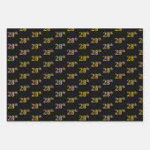 Elegant Zwart, Rood, Blauw, Faux Gold 28ste Event  Inpakpapier Vel (Voorkant)