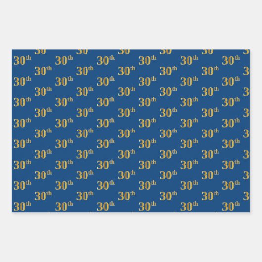 Elegant Zwart, Rood, Blauw, Faux Gold 30ste Event  Inpakpapier Vel (Voorkant 3)