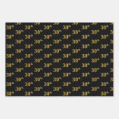 Elegant Zwart, Rood, Blauw, Faux Gold 30ste Event  Inpakpapier Vel (Voorkant)