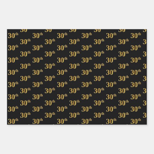 Elegant Zwart, Rood, Blauw, Faux Gold 30ste Event  Inpakpapier Vel (Voorkant)