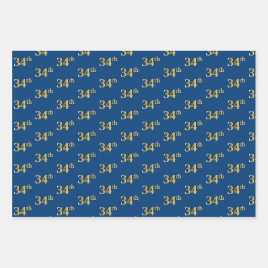 Elegant Zwart, Rood, Blauw, Faux Gold 34e Event # Inpakpapier Vel (Voorkant 3)