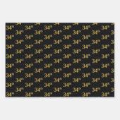 Elegant Zwart, Rood, Blauw, Faux Gold 34e Event # Inpakpapier Vel (Voorkant)